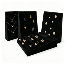 Vertical Velvet and Leather Jewelry Display Stand Large Adjustable Earring Necklace Ring Organizer for Shop Home Vanity Counter