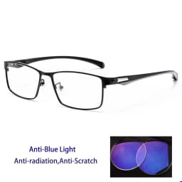 KOCOLIOR Anti Blue Light Men Reading Glasses Titanium Alloy Metal Frame Business Computer Reader +1.50 1.75 2.0 2.25 2.50 2.75
