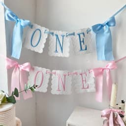Bowknot One-Year-Old Birthday Cap Embroidery Lace Edge First Birthday Garland Pink Blue Ball Birthday Hat First Birthday