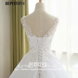 BEPEITHY Customized Gorgeous Wedding Dresses V Neck Lace For Women Plus Size White Ivory Sleeveless Crystal 2026 Bridal Gown New