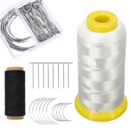 Professional Hair Extension Needle And Thread Set Curved Needle with Black/White Threads for DIY Wig Making