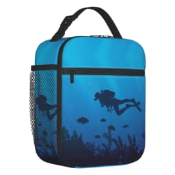 Scuba Diver Flag Resuable Lunch Box for Women Multifunction Dive Diving Thermal Cooler Food Insulated Lunch Bag Office Work