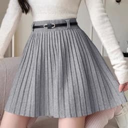 Korean High Waisted Mini Skirts Woman Summer Solid A-Line Knitting Skirts Women Pleated Mini Harajuku Ladies Short Dress
