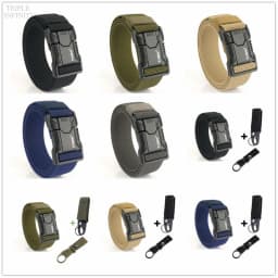 New Aluminum Alloy Quick Release Pluggable Buckle Elastic Belts For Men Durable Tactical Belt Cowboy Outdoor Army Belt Hunting