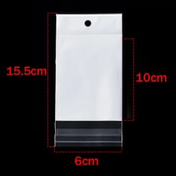 50-100pcs White Seal Bag Plastic Self Adhesive Hang Packaging Transparent Visible Poly Bag for DIY Jewelry Display Retail Pack