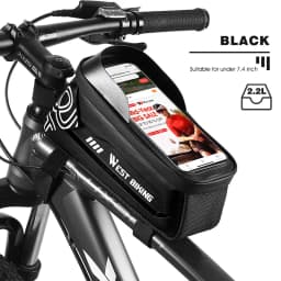 WEST BIKING Bicycle Top Tube Bag 2.2l Large Capacity Waterproof Bicycle Front Frame Bag Touch Screen 7.4 Inch Phone Holder