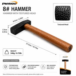 PHYHOO Professional Metal Texture Hammer for Jewelry Making Premium High Carbon Steel Texturing Craftsmith Tool with Wood Handle