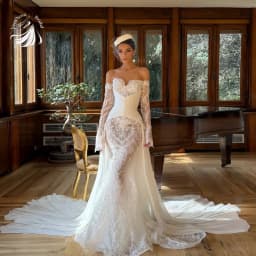 VeraNova Customized Luxury Mermaid Lace Wedding Dresses Off Shoulder Detachable Train Woman Bridal Gowns vestidos de noiva