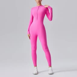 Naked Feel Yoga Unitard with Half Zip, Slimming Dance Bodysuit for Women, Seamless Gym Wear One Piece Workout Suit Spring Autumn