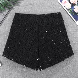 Sequin Shorts Women's Winter High Waist Wool Blend A-Line Casual Short Pants