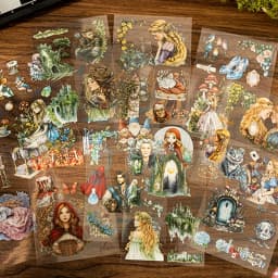 18pcs Fairy Tale Sequel Series Fairy Tale Theme Dual Material Die Cut Sticker Book Handbook Collage DIY Scrapbook Envelope Card