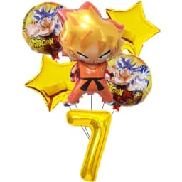 Dragon Ball Z Birthday Party Decoration Anime Tableware Invitation Cards Banner Backdrop Poster Cake Topper Number Balloon Set
