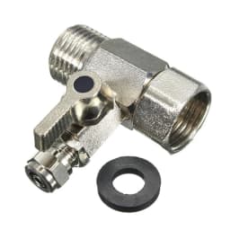 1Pcs Water Line Adapter Angle Stop Adapter Alloy T-Valve 1/2" To 1/4" With Shut-Off Ball Valve Tap Tee B Water Hose Pipe Fitting
