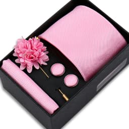 Top Quality Solid Color Ties Hanky Cufflinks Brooch Set Elegant Jacquard Necktie For Men Business Wedding In Gift Box Gravatas