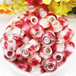 10Pcs Pink Color Smooth Surface European Resin Murano Large Hole Spacer Beads Charms for Bracelet DIY Craft Bracelet Necklace
