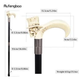White Love Hat Skull Head Long Handle Walking Cane Fashion Cane Decorative Cane Halloween for Cosplay Parties Walking Stick 93cm