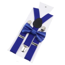 Adjustable Elastic Leather Suspenders Bowtie Set Men Women Baby Blue Braces Straps For Wedding Y-Back Shirt Accessories Gift