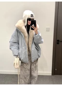 Korean Winter Removable Large Fur Collar Fashion Down Cotton Jacket Women's Long Sleeves Short Loose Thickened Pie Overcome Coat