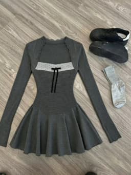 2026 New Preppy Style Fake Two Pieces Mini Knitted Shirts Dress Women Gyaru 2000s Aesthetic Vintage Long Sleeve One-Piece