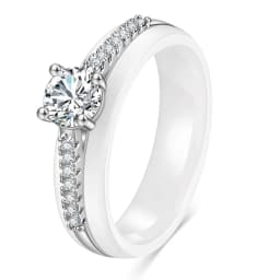 New Hot 6mm Black and White Ceramics Ring For Women Fashion Micro Inlaid Zircon Wedding Couple Rings Aesthetic Jewelry Gift
