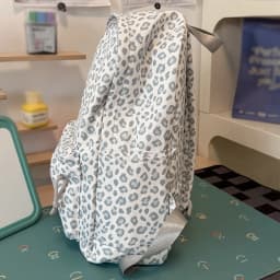 Leopard Print Backpack Casual Daypack Leopard Pattern Multi Pocket Soft Nylon Rucksack for Daily Stroll Weekend Outing Street Sh
