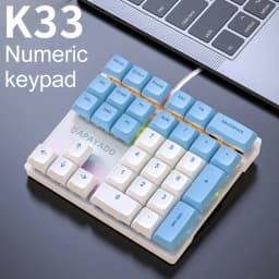 K33 Wired Mechanical Numeric Keypad With Multi-color Lights Suitable for Finance, Business, 33-Key Laptop Numeric Keyboard