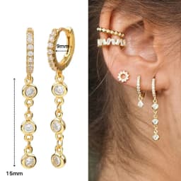 925 Sterling Silver Ear Needle Crystal Zircon Tassel Pendant Hoop Earrings Retro Small Fragrance Style High Jewelry Women Gifts