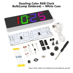 DIY Electronic Clock Kit LED Microcontroller Soldering Exercise Practical Training Production Colorful RGB Clock Loose Parts