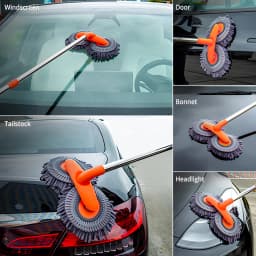 1X Car Cleaning Wash Multipurpose Kit Microfiber Brush Mop Sponge Wipe Auto Home Tools Universal Clean Accessories Yellow Gray