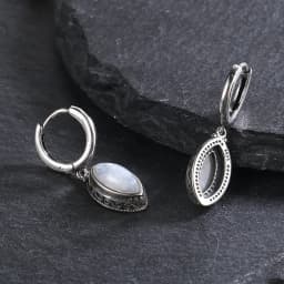 Natural Moonstone Pendant Earrings Silver Plated Jewelry for Women Fashion Retro Texture Wedding Party Accessories Gift