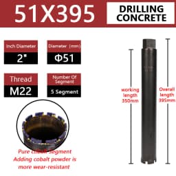 LAANCI Diamond Core Drill Bit Reinforced Concrete Drill Bit Diameter Range 25-200mm Total Length 400mm For Drilling On Concrete