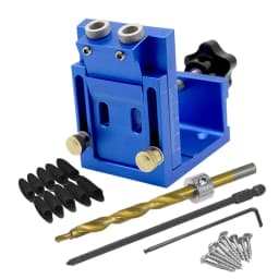 Pocket Hole Jig, Two-Hole Wood Jig System Kit with Drill Guide and Step Drill Bit, Wooden Plugs, and Screws for Joinery Work