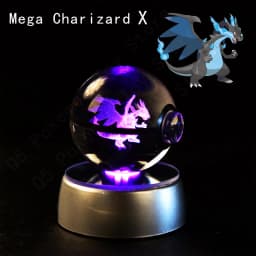 Pokemon 3D Crystal Ball Pikachu Gengar Mew Mewtwo Figurines Lamp Base Pokeball 3D Pokemon Glass Ball Statue Birthday Gift