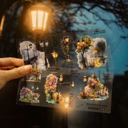 18pcs Large size Starry Night Light Die-cutting PET Sticker book DIY Scrapbook Album Diary Stationery Decoration Sticker