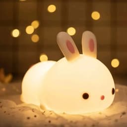 LED NightLights Silicone Rabbit Night Light with USB Charging Colorful Atmosphere Lamp for Children Kids Holiday Gift