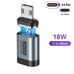 AUFU USB4.0 Magnetic USB C to C Adapter 40Gbps 8K60Hz 90 Degree Converter 240W Type C Adapter for Thunderbolt 4/3 MacBook Laptop
