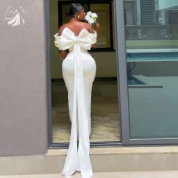 VeraNova Customized Wedding Dresses Vintage Off The Shoulder Satin Pleat 3D Applique Seath Mermaid Back Bow Vestido De Noival