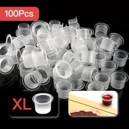100pcs Disposable Tattoo Ink Cups Plastic Pigment Clear Holder Container Caps Tattoo Permanent Makeup Microblading Supply