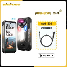 Ulefone Armor 34+ 5G Rugged Phone Smartphone Android 15 25500mAh 66W Up to 32GB+512GB 6.95" 120Hz Display Versatile LED Light