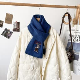Fresh and Sweet New Winter Knit Wool Small Scarf for Women High - end Dog Embroidery Japanese - Korean Simple Matching