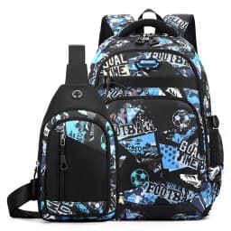 2pcs/set middle school boy backpack graffiti chest bag backpack set high school bag for boys 12 to 18 years old student bookbag