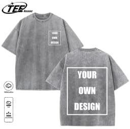 Custom Your Logo Print Summer Cool Snow Wash T-Shirt Cotton Casual Loose Short Sleeve Fashion Retro Tee Soft Couple Streetwear