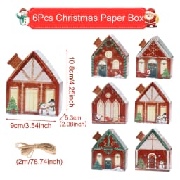 6/28PCS Christmas Paper House Shape Pendants Xmas Tree Christmas Decorations For Home 2024 Navidad Natal New Year Gifts 2025