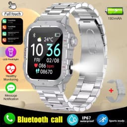 New Flashlight Military Smart Watch Men IP68 5ATM Outdoor Sports Fitness Tracker Health Monitor 1.44Inch BT Call Smartwatch HT30
