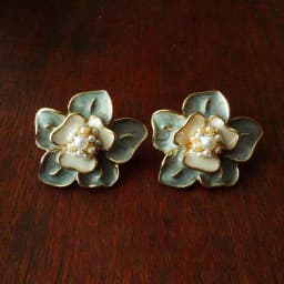 Vintage Baroque Embossed Enamel Flower Brooches Stud Earring Set Pearl Brooch Women Clothing Party Accessories Gift