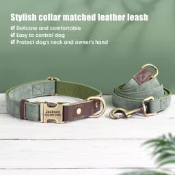 Personalized Dog Collar Leash PU Leather Dog Collars With Walking Lead Rope Free Custom Pet ID Necklace for Small Large Dogs Pug