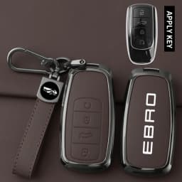 Alloy Leather Car Key Case Cover Shell Fob for Chery EBRO S400 S700 S800 Protection Key Bag Keychain Auto Interior Accessories