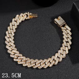 Hip Hop Iced Out Prong Cuban Link Chain Anklet For Women Gold Silver Color Prong Rhombus Cuban Anklets Bracelet Fashion Jewelry