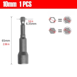 1/4 Hex Shank Magnetic Socket Wrench Bits 6-19mm Hex Nut Driver Sleeve for Electric Drill Screwdriver Impact Driver Repair Tools