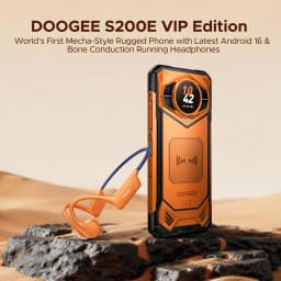 DOOGEE S200E AI Rugged Phone 1.32" AMOLED Rear Display Dimensity 7050 Android 16 10100mAh Battery 48GB RAM (8+40) 256GB ROM NFC Google Pay Supports VIP Edition with Bone Conduction Running Headphones